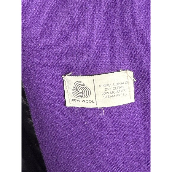Vintage Art De La Mode Purple Wool Coat Womens Long Made USA 80s - Picture 12 of 14